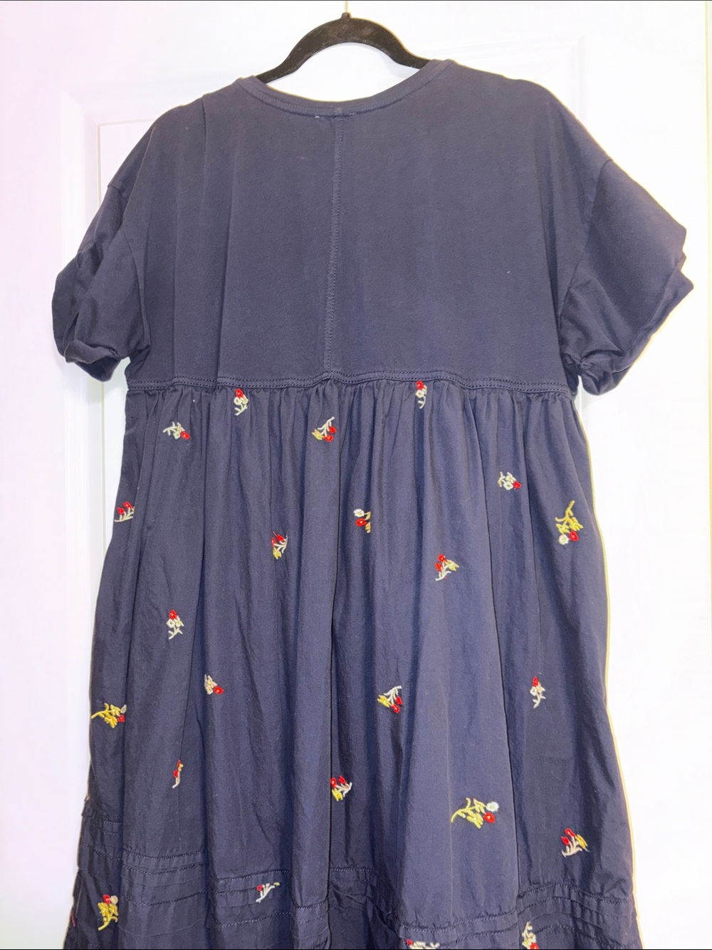 Pilcro Navy Blue Midi Dress with Small Multicolor Floral Embroidery - Picture 11 of 12